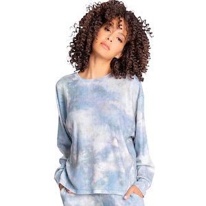 PJ Salvage Cloudy Days Tie Dye Brushed Thermal Long Sleeve Top Size M NEW
